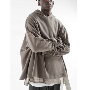 DEC Oem Logo personnalisé Hoodies & Sweatshirts Hiver Laine Élastique Cordon Décorer Manches Ourlet Bord Brut Bas Hoodies Hommes - Product Image 1