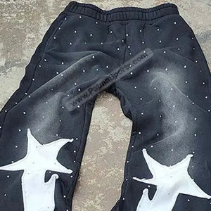 Custom 100% Cotton <b>Lightweight</b> Hooded Tracksuit Unisex Plus Size Fleece with Rhinestone Breathable Winter Set with Custom Logo - Product Image 5