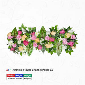 <b>Artificial</b> <b>Flower</b> Factory Sunset Peony Vibrant Peony & Caladium Channel Panel Candy Pink & Warm Apricot Row 120cm - Product Image 1