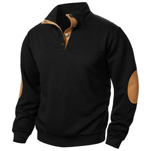 Sudaderas informales de otoño para hombre al por mayor con logotipo personalizado, Jersey bordado con cuello y botones, ropa a prueba de viento - Product Image 3