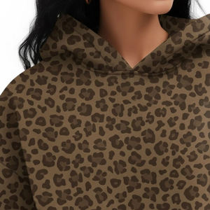 Sweat-shirts à capuche personnalisés surdimensionnés pour femmes, imprimé léopard, streetwear d'automne, sweat-shirts en molleton à imprimé animal, décontractés et amples - Product Image 6