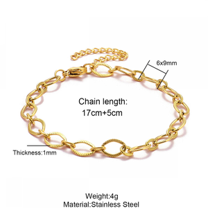 <span class=keywords><strong>Bracelet</strong></span> <span class=keywords><strong>Torsadé</strong></span> Personnalisé Tendance en Acier Inoxydable Plaqué <span class=keywords><strong>Or</strong></span> 18K, Ajustable pour Empilage, <span class=keywords><strong>Bracelet</strong></span> Ovale <span class=keywords><strong>Torsadé</strong></span> - Product Image 6