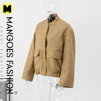 Nouvelle veste bomber matelassée en sequins dorés pour femmes, style streetwear, manches longues, poches, doublure en toile respirante et soie, amovible