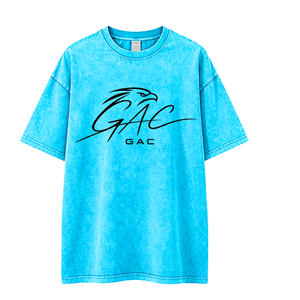 T-shirt ample vintage délavé bleu pour homme, manches courtes, col rond, uni, décontracté, streetwear, en coton, teint en pièce, tissu doux - Product Image 1