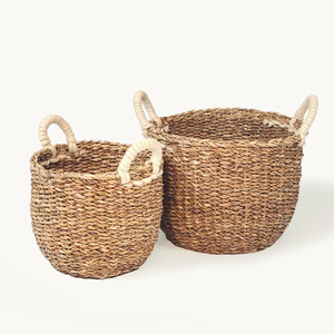 Hot selling natural seagrass laundry bags <b>straw</b> storage <b>baskets</b> hand woven sea grass <b>basket</b> - Product Image 1