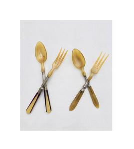 Complete <b>Black</b> Design Spoons Spreader and Fork Horn <b>Cutlery</b> <b>Set</b> Best Kitchenware Flatware Tableware Custom Logo Design Available - Product Image 5