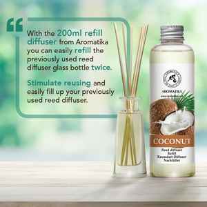 Aromatika Exotic Coconut Aroma <b>Diffuser</b> Refill Liquid 200ml Long Lasting <b>Room</b> Fragrance Reed <b>Diffuser</b> Oil - Product Image 2