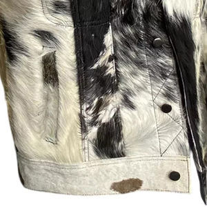 Chaqueta de Cuero Vacuno Personalizada para Hombre |   Chaqueta de Cuero y Lona con Cuello Alto y Logotipo Personalizado en la Parte Delantera - Product Image 5