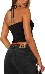 Ropa de verano para mujer, Tops sólidos con cuello Halter, Top corto de moda, Top corto sin mangas Popular de calidad superior, superventas - Product Image 2