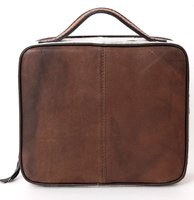 Pochette cosmétique pour femme en cuir véritable de haute qualité, faite à la main, style bohème western, avec pompon, fermeture éclair vintage et bandoulière simple