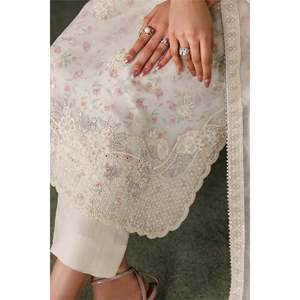 Embroidered Cotton Chiffon <b>Net</b> <b>Fabric</b> UF-4440 Three-Quarter Sleeve Top for Spring/Summer - Product Image 4