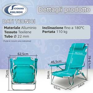 Sedia da Regista Pieghevole in Alluminio, Comoda e Leggera, con Tessuto Oxford e Texilene, Stile Costiero per Spiaggia e Parco - Product Image 3