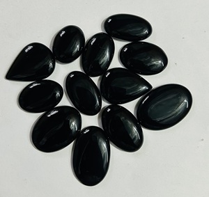 อัญมณีทรงหลังเบี้ยทรงลูกแพร์สีดำโอนิกซ์เรียบธรรมชาติคุณภาพหลวมปรับแต่งได้สำหรับการทำเครื่องประดับร้านค้าออนไลน์โดยตรงตอนนี้! - Product Image 2