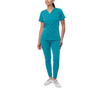 High Quality <b>Nurse</b> <b>Scrub</b> Uniform Set Custom Logo Spandex Knitted Medical Hospital <b>Scrubs</b> for Doctors - Product Image 5