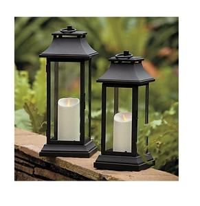 Lanterne décorative en métal de qualité supérieure en bordure finie noire avec verre et poignée pour la décoration intérieure - Product Image 1