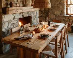 Mesa de comedor de madera maciza moderna hecha a mano para uso en apartamentos y hoteles, muebles ecológicos - Product Image 2