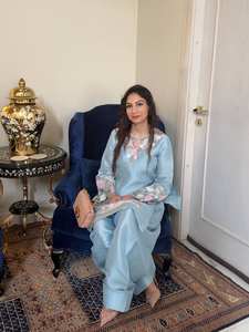 Vestido de algodón informal bordado de verano con Rganza Dupatta con bordado de borde de trabajo Kurti vestido pakistaní Salwar Kameez - Product Image 4