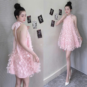 2023เดรสยาวผ้าชีฟองลำลองของผู้หญิงชุดมินิเดรสผ้าชีฟองซักปรับแต่งได้มีลวดลายสีพื้นราคาสมเหตุสมผลสไตล์หวานเซ็กซี่ - Product Image 3