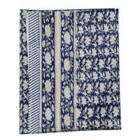 Nappe rectangulaire en coton et lin 100 % indien, imprimée à la main, motif floral bleu, 60 x 90 pouces, pour la maison, l'hôtel, la salle à manger et la décoration.