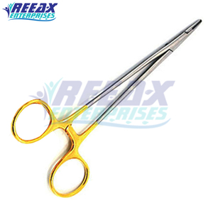 Porte-aiguilles chirurgical manuel REEAX ENTERPRISES en acier inoxydable de haute qualité avec poignée dorée et impression de logo - Product Image 5