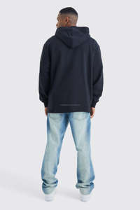 Sweats à capuche personnalisés avec logo, 500 g/m², pour hommes, sans cordon, avec fermeture éclair, broderie personnalisée, sweats à capuche lourds pour OEM ODM - Product Image 3