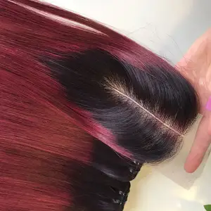 Bella bordeaux bone dritto doppio disegnato morbido fascio di capelli venditori di capelli, vergine venditore di capelli, vietnamiti extension per capelli