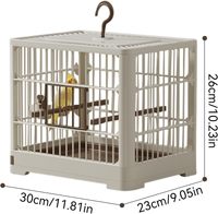 Cage de voyage pliable légère en plastique pour oiseaux avec plateau amovible et poignée à crochet pour propriétaires de perroquets (30x26x23CM)