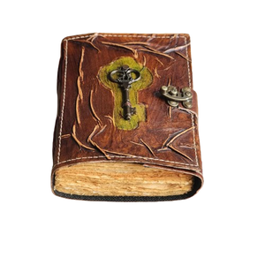 Antique <b>Key</b> Leather Grimoire Vintage 7x5 Spell Book Personalized Witches Journal Occult Notebook <b>Blank</b> Promotional Notebook - Product Image 1