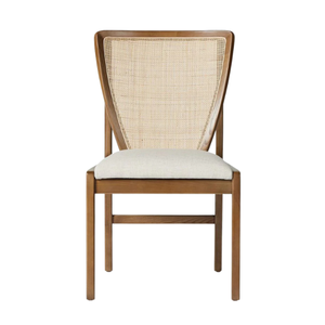 Chaise de salle à manger élégante, écologique et durable en teck avec siège rembourré et dossier effilé - Product Image 2