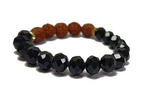 Crystal <b>bracelet</b> Rudraksha & Black Obsidian Faceted <b>Beads</b> 8mm Stone Crystal Gemstone Fashion Jewelry <b>Men</b> and Women Gift Energy - Product Image 3