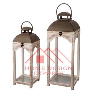 Linterna colgante de madera blanca antigua decorativa para jardín al aire libre, linterna de madera alta superventas para decoración de boda - Product Image 1
