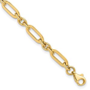 Leslie's Polished 10K White and Rose Gold Fancy Link Bracelet with Diamond Pearl Rhodium Plated Religious Style <b>Charm</b> <b>Bangles</b> - Product Image 1