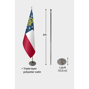 Drapeau d'intérieur officiel de la Géorgie, personnalisé, en polyester et soie, imprimé numériquement, avec mât en aluminium et fibre de verre AS0354 - Product Image 6
