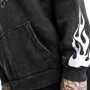 Sweat-shirt épais en molleton délavé, effet délavé, robuste, pull d'hiver, style rétro moderne, streetwear, confortable, tenue essentielle - Product Image 4