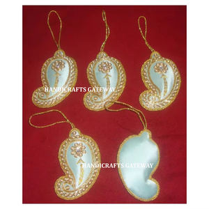 100% Material de terciopelo Color azul claro hecho a mano Zari bordado árbol de Navidad y adorno de regalo para productos decorativos para el hogar - Product Image 1