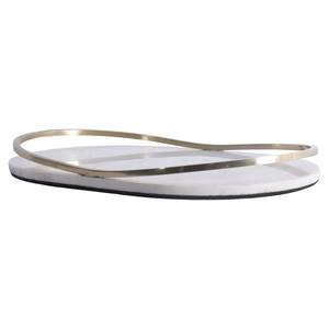 Creative Wholesale White Marble & Metal Designer Handle Serving Tray Dessert Pastry Serving Tray Kitchen <b>Counter</b> Food - Product Image 4