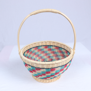Petit panier rond décoratif en rotin tressé à la main avec poignée haute - Organisateur de rangement et cadeau - Product Image 2