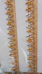 Garniture ethnique indienne en dentelle de pierre Taille et couleur personnalisées pour chaussures Ventilateurs de mariée et vêtements en gros disponibles - Product Image 3