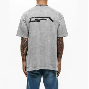 T-shirt long surdimensionné vintage délavé à l'acide pour homme - Couleur et logo personnalisables 100% coton de haute qualité séchage rapide imprimé - Product Image 2