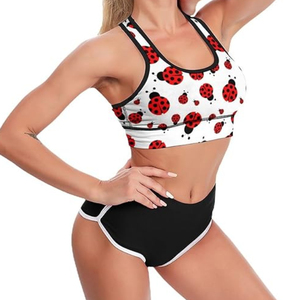 ชุดโยคะสองชิ้นสำหรับผู้หญิงไซส์ใหญ่ ผลิตในปากีสถาน แห้งเร็ว ระบายอากาศดี ชุดกีฬาแบบซับลิเมชั่นพร้อมโลโก้ด้านหน้า - Product Image 3