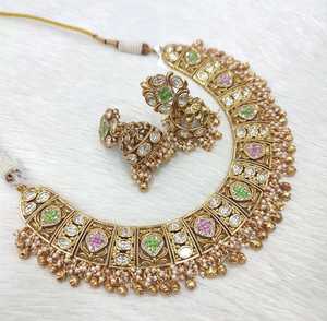 Meilleur Prix Indien Véritable Kundan Collier Ensemble Classique En Laiton Bijoux De Mariée pour Mariage Élégance Cadeau - Product Image 1