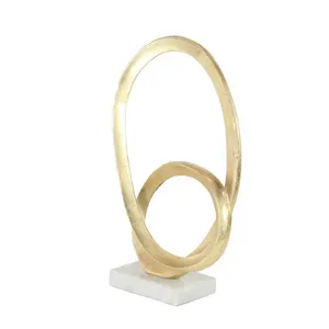 Sculpture de loup en aluminium plaqué or de luxe haut de gamme, sculpture familiale, décoration moderne polie pour la maison, œuvre d'art de salon, Zahid Exports - Product Image 5