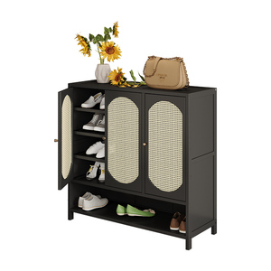 Scarpiera Multistrato <span class=keywords><strong>in</strong></span> <span class=keywords><strong>Bambù</strong></span> con Design Ventilato, Organizzatore Nero per Ingresso e Corridoio - Product Image 4