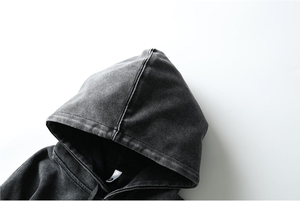 Nuevo logotipo personalizado Vintage Distressed Boxy Fit Pullover 500Gsm en blanco French Terry Oversized Heavyweight Acid Washed Men's Hoodies - Product Image 5