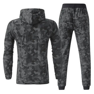 Survêtements d'hiver pour hommes grande taille avec logo personnalisé, camouflage, fermeture éclair, légers, 100% coton, tissu éponge français 420 g/m², camouflage, fermeture éclair. - Product Image 2