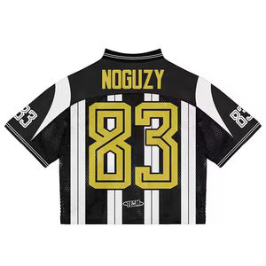 Camisetas de fútbol americano de manga corta OEM y ODM con logotipo personalizado, uniformes de equipo de fútbol americano a rayas blancas - Product Image 2