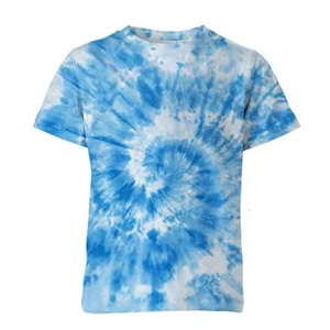 Vente en gros de nouvelles tendances Chemise à manches courtes col rond tie dye pour hommes à manches courtes fitness surdimensionné avec impression numérique légère - Product Image 1