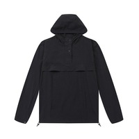 Veste à capuche unisexe à demi-zip 100% coton légère coupe-vent pour sports d'hiver en plein air brodée