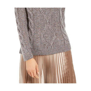 Maglione da Donna Charter Club Taglia X-Large con Collo ad Anello, Lavorazione a Trecce e Glitter, Traspirante, Stile Casual per Autunno e Inverno, Grigio - Product Image 3