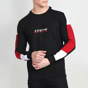 Sudadera de Cuello Redondo con Bloques de Color para Hombre, Corte Regular, Informal, de Punto, Manga Larga, Otoño, Negro, Blanco, Rojo - Product Image 6